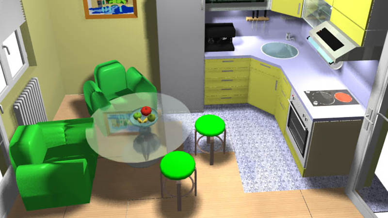 3D-визуализация маленькой кухни