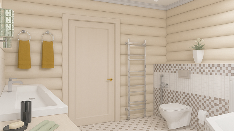 Имитация бревна в ванной