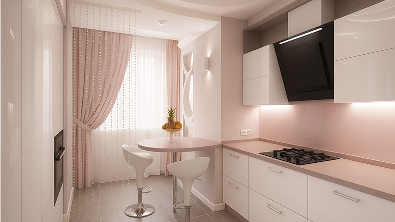 Маленькая кухня в стиле гламур