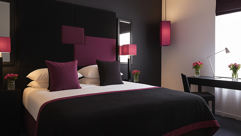 Темная спальня в стиле постмодерн