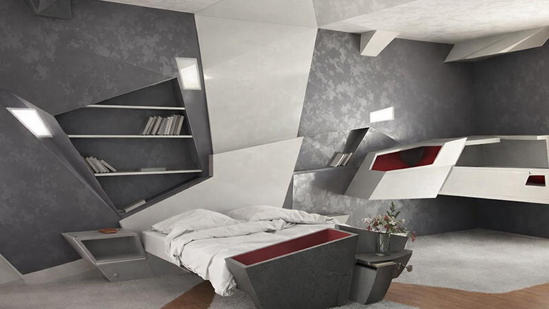 Кровать в дизайне деконструктивизма