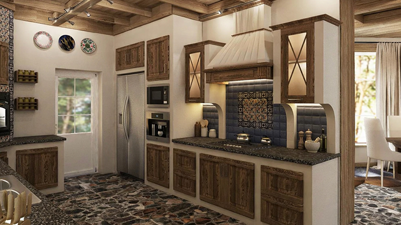 Кухня в квартире стиля шале