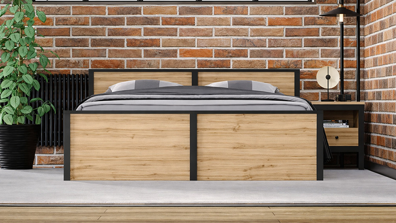 Кровать в дизайне индастриала