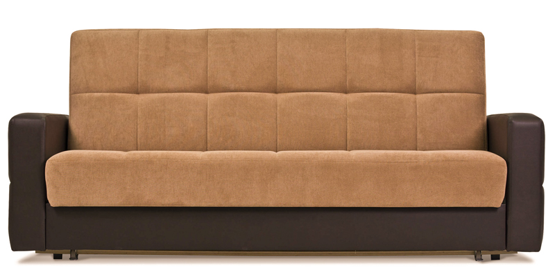 диван с кожаными подлокотниками