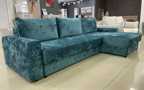 Угловой диван правый Вегас изумрудный велюр