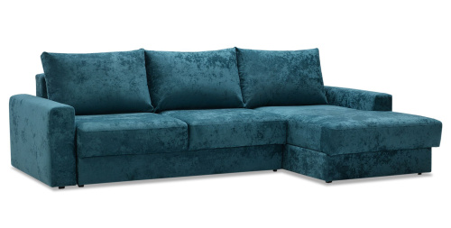 Угловой диван правый Вегас синий велюр Уцененный