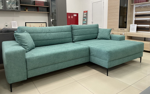 Угловой диван правый Белес аквамариновый велюр 