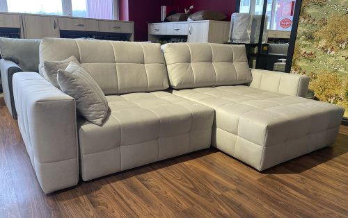 Угловой диван Энзо бежевый велюр