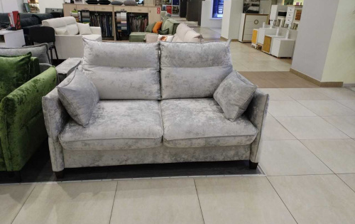 Прямой мини диван Палермо серебристый велюр