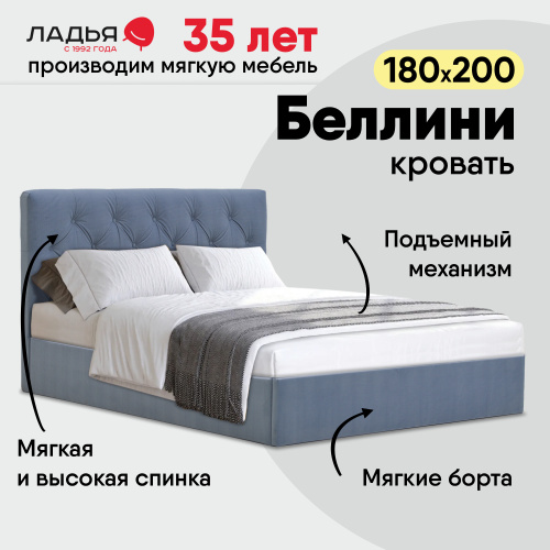 Двуспальная кровать Беллини 180 сине-фиолетовый велюр