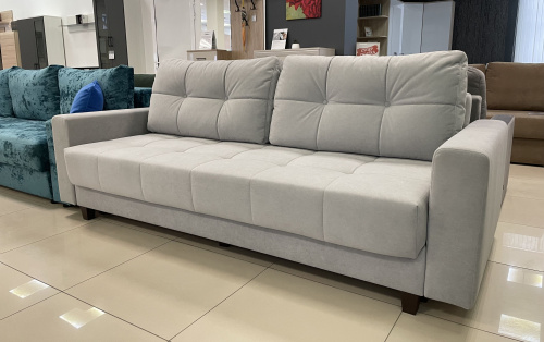 Прямой диван Энтон светло-серый велюр