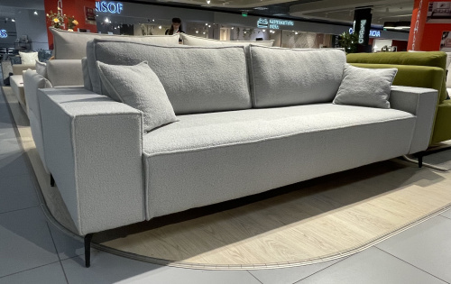 Прямой диван Раушен серебристый букле