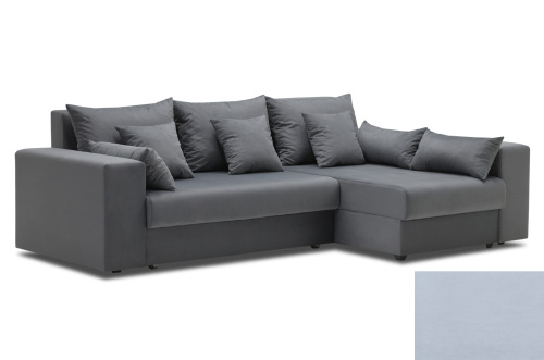 Угловой диван правый Майами светло-серый велюр 
