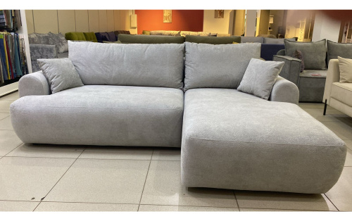 Угловой диван левый Кьянти светло-серый велюр