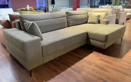 Угловой диван правый Белес светло-коричневый велюр 