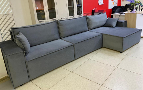 Угловой диван Фабио MAX Антрацитовый велюр