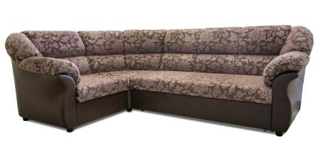 Угловой диван-кровать Сильвер из ткани и натуральной кожи