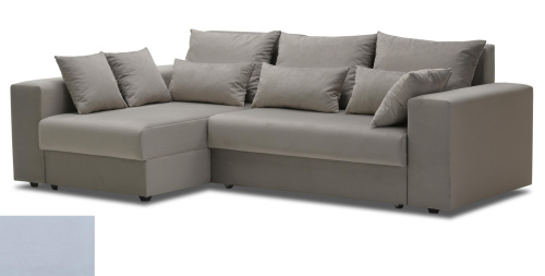 Угловой диван левый Майами серо-голубой велюр Уцененный