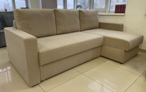 Угловой диван Мекс бежевый велюр