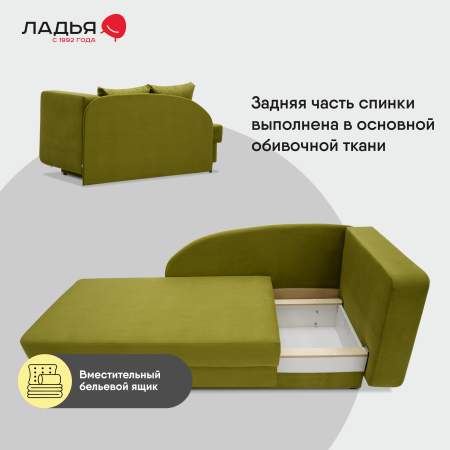 Угловая кушетка правая Иби Травяной зеленый велюр