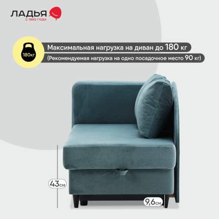 Угловая кушетка левая Иби Мятный велюр