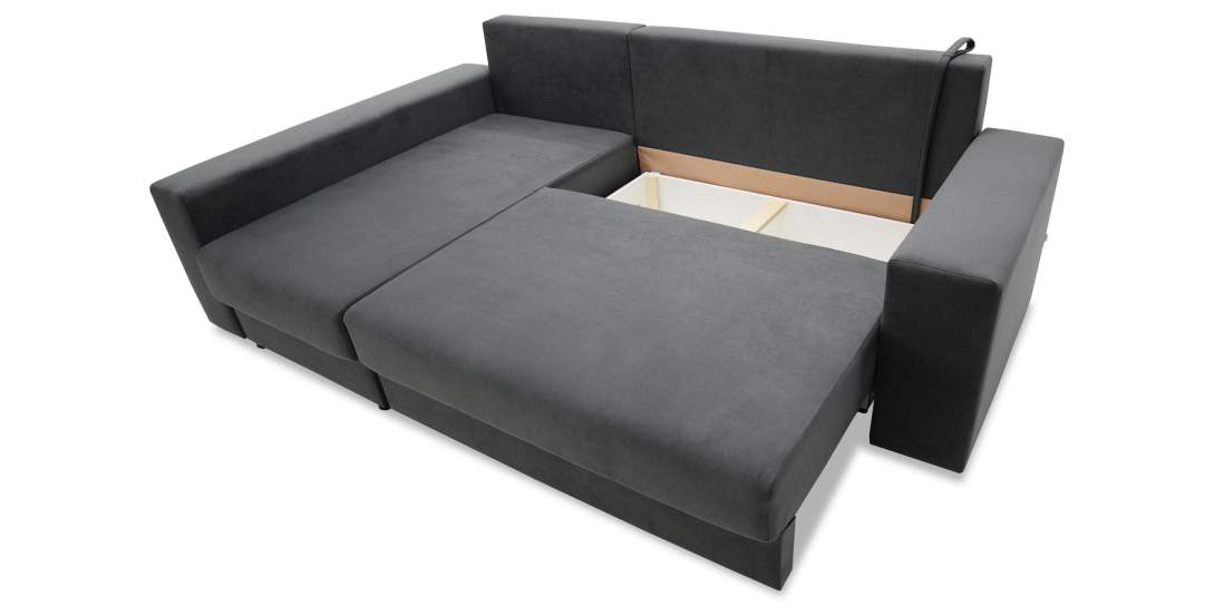 Угловой диван левый Майами Оникс велюр