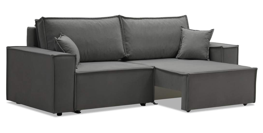 Прямой диван Фабио Серый велюр