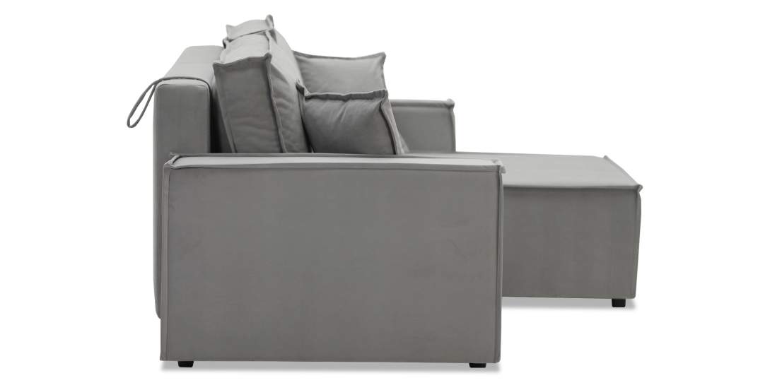 Угловой диван Фабио Дымчатый серый велюр