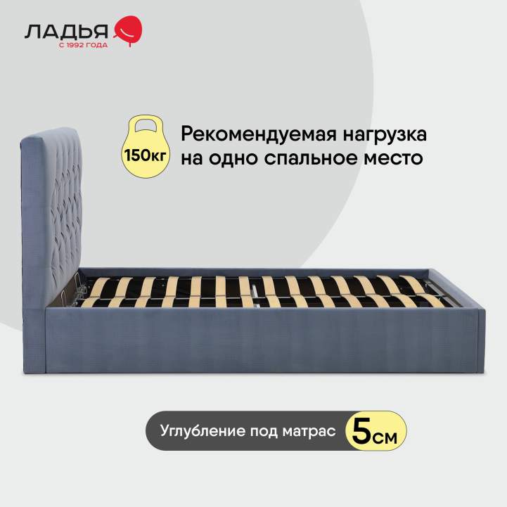 Двуспальная кровать Беллини 160 сине-фиолетовый велюр