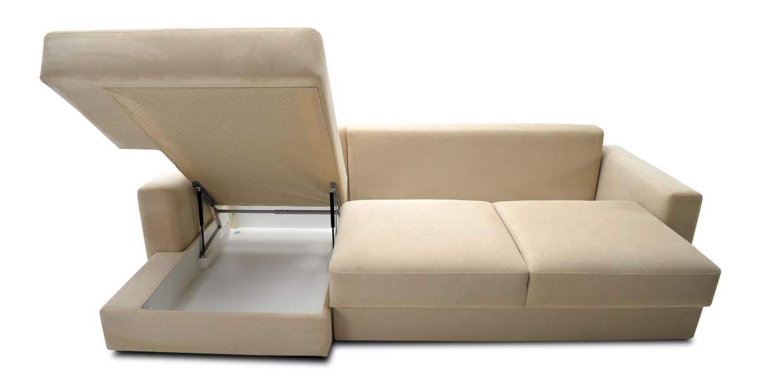 Угловой диван левый Вегас Айвори велюр