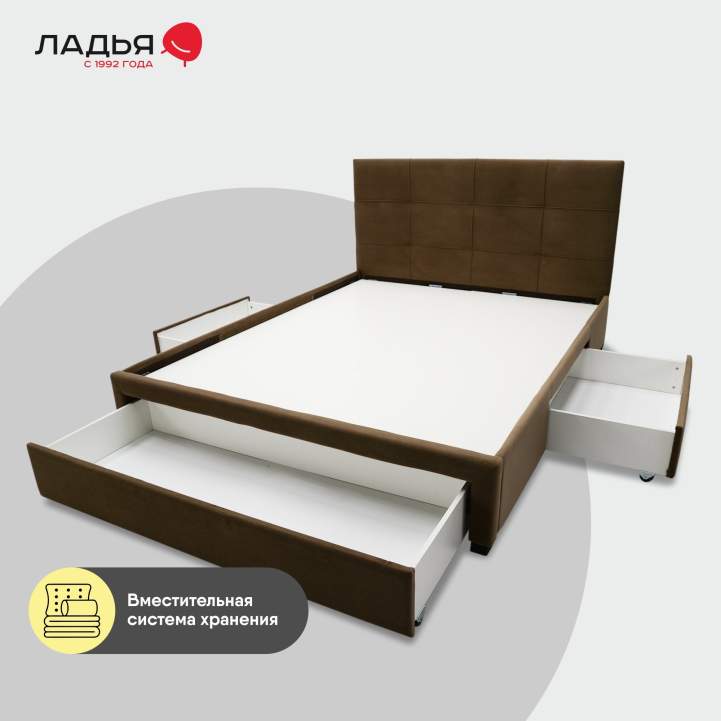 Двуспальная кровать Борба 180 светло-коричневый велюр