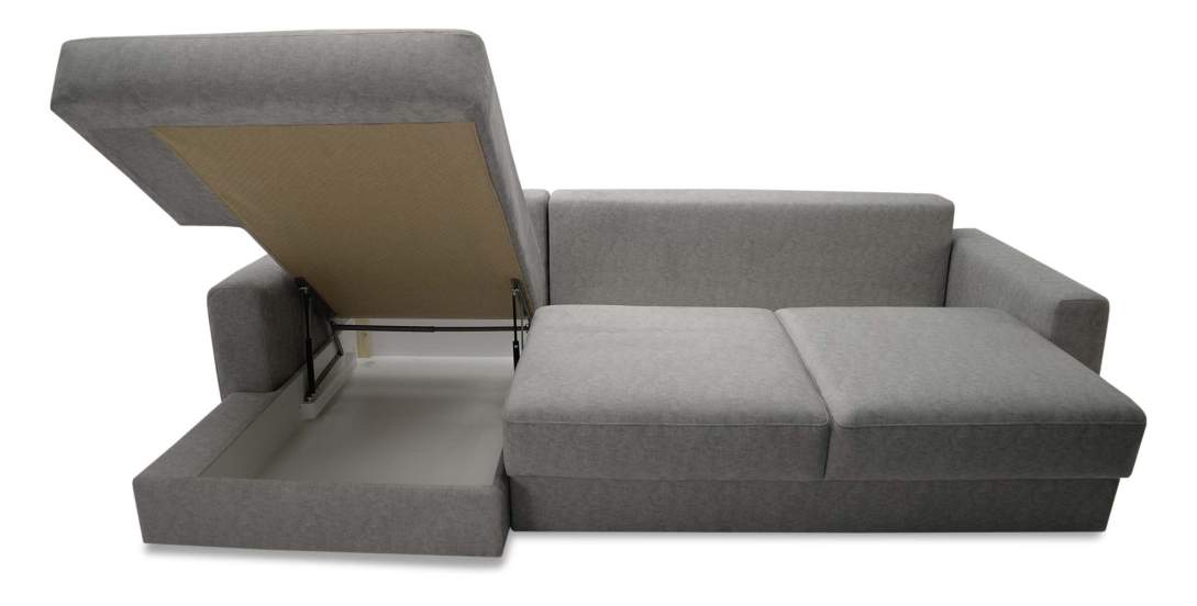 Угловой диван левый Вегас Серебристый велюр