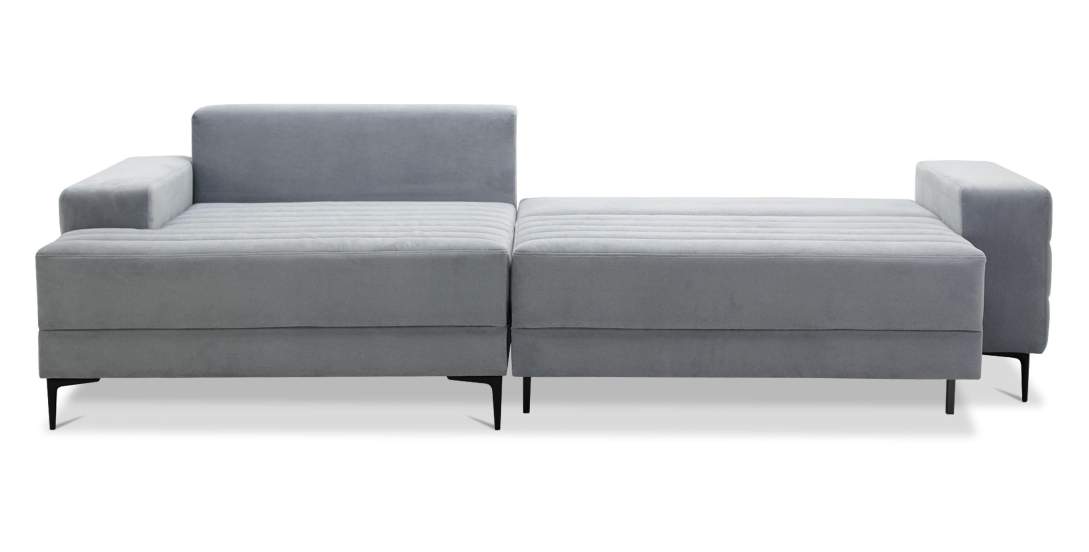 Угловой диван левый Белес Светло-серый велюр 