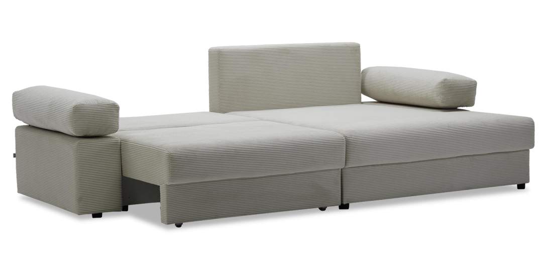 Угловой диван левый Тайлин Молочный кремовый велюр