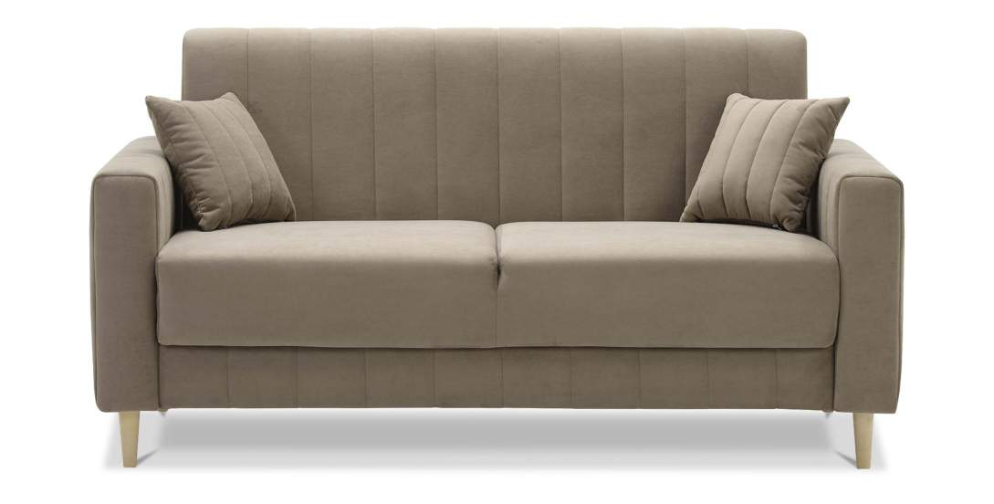 Прямой мини диван Эмма 140 Светло-коричневый велюр