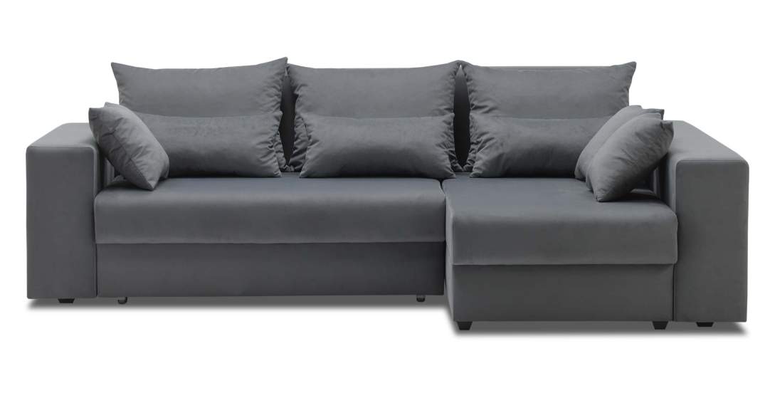 Угловой диван правый Майами Графитовый велюр