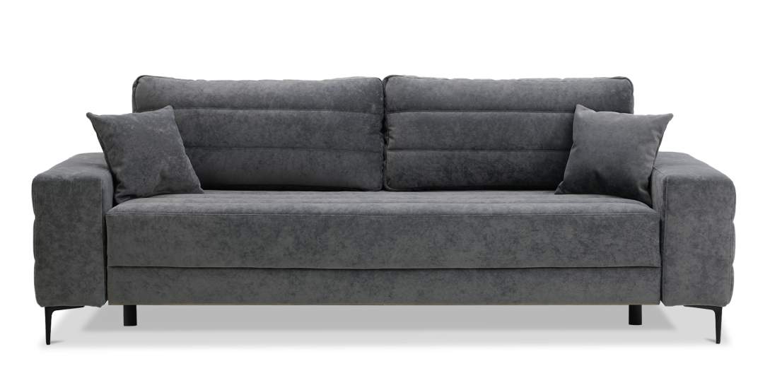 Прямой диван Белес миди графитовый велюр