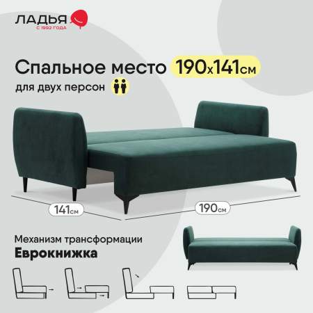 Прямой диван Тиволи Изумрудный велюр Уцененный