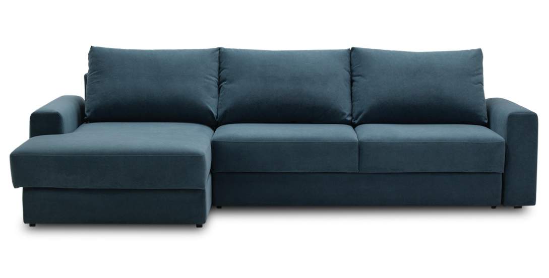 Угловой диван левый Вегас Индиго велюр