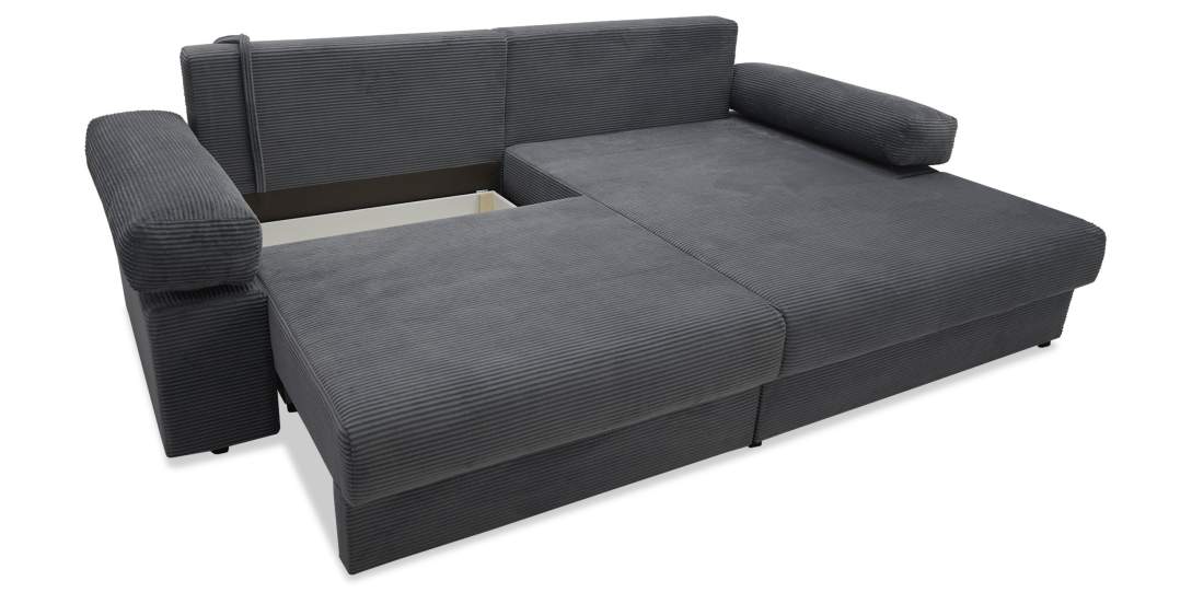 Угловой диван правый Тайлин Графитовый велюр 