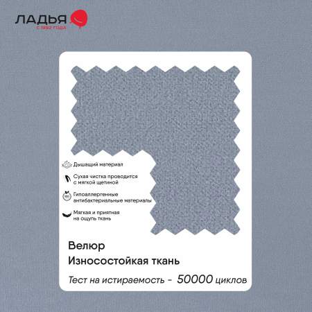 Угловой диван правый Майами Серый велюр 