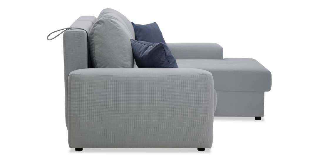 Угловой диван левый Коста светло-cерый велюр