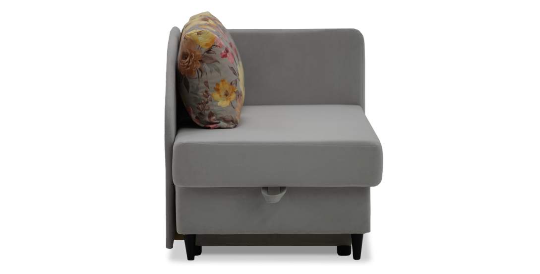 Угловая кушетка левая Иби светло-серый велюр