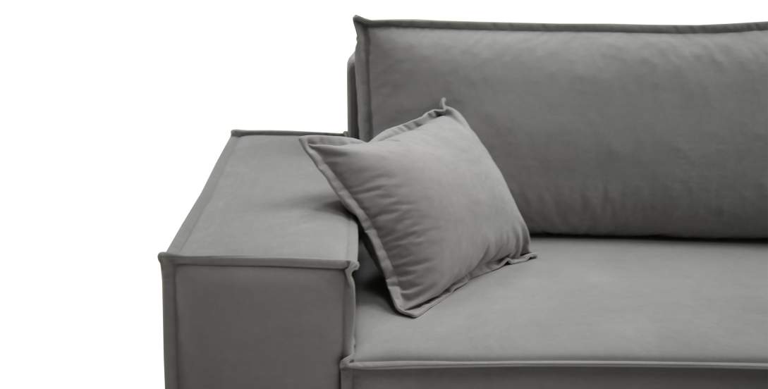 Прямой диван Фабио Дымчатый серый велюр