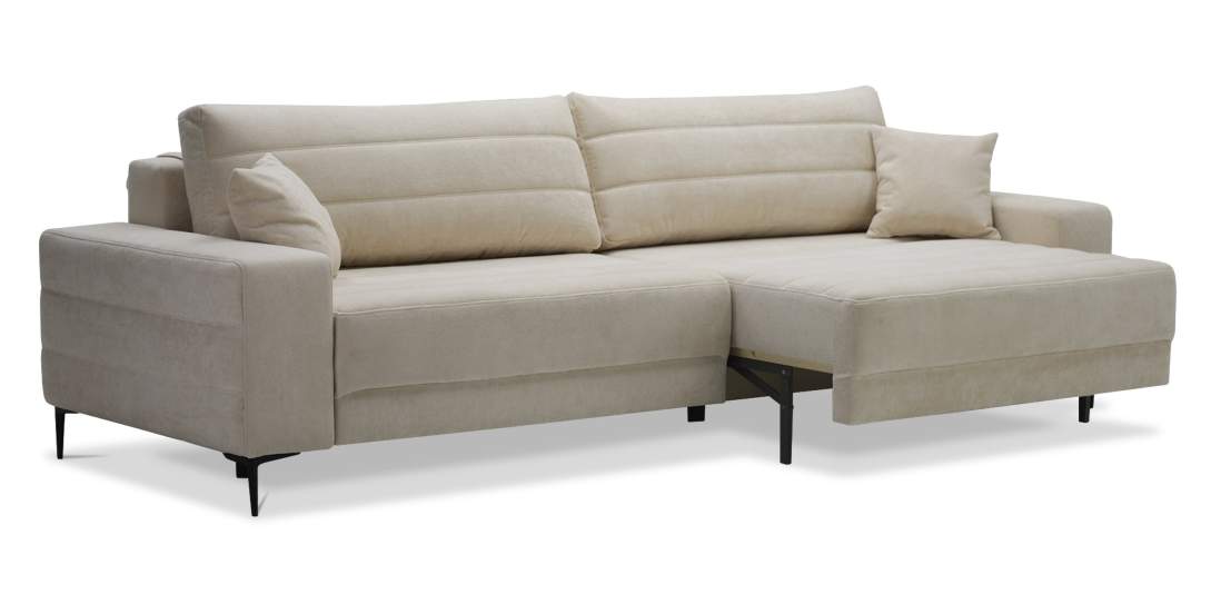 Прямой диван Белес Молочно-кремовый велюр