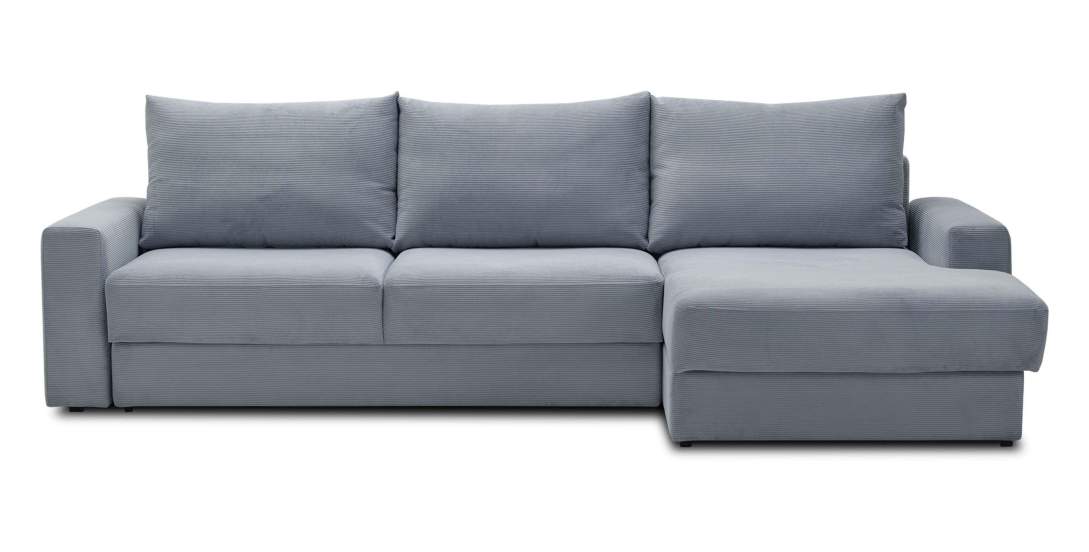 Угловой диван правый Вегас Серо-голубой велюр