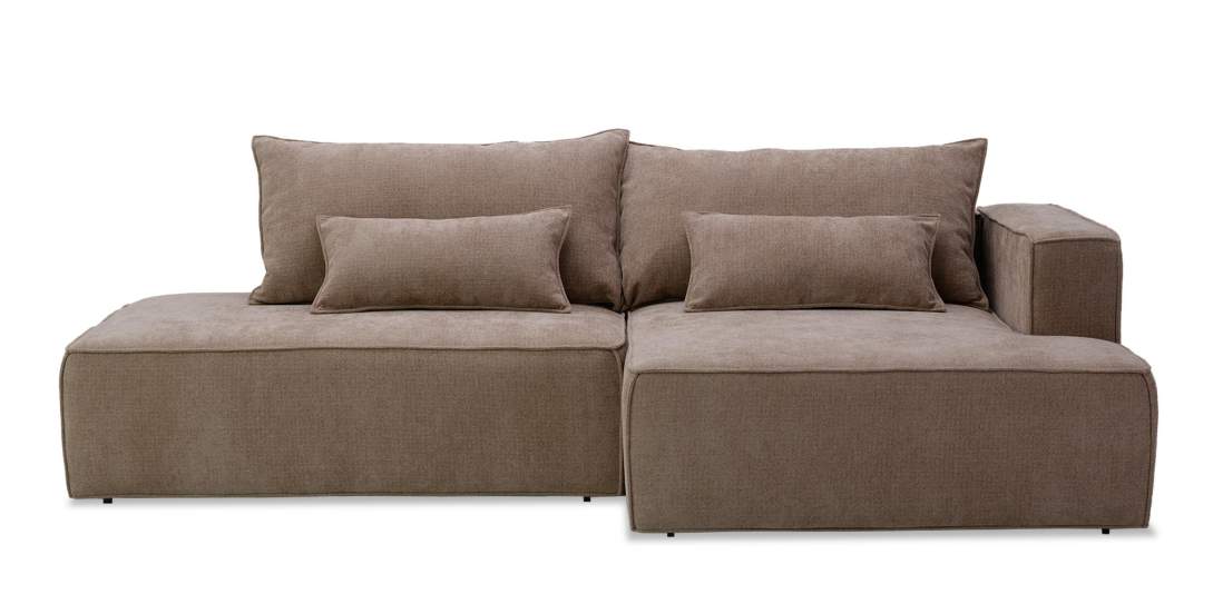 Угловой диван правый Рейф песочный шенилл