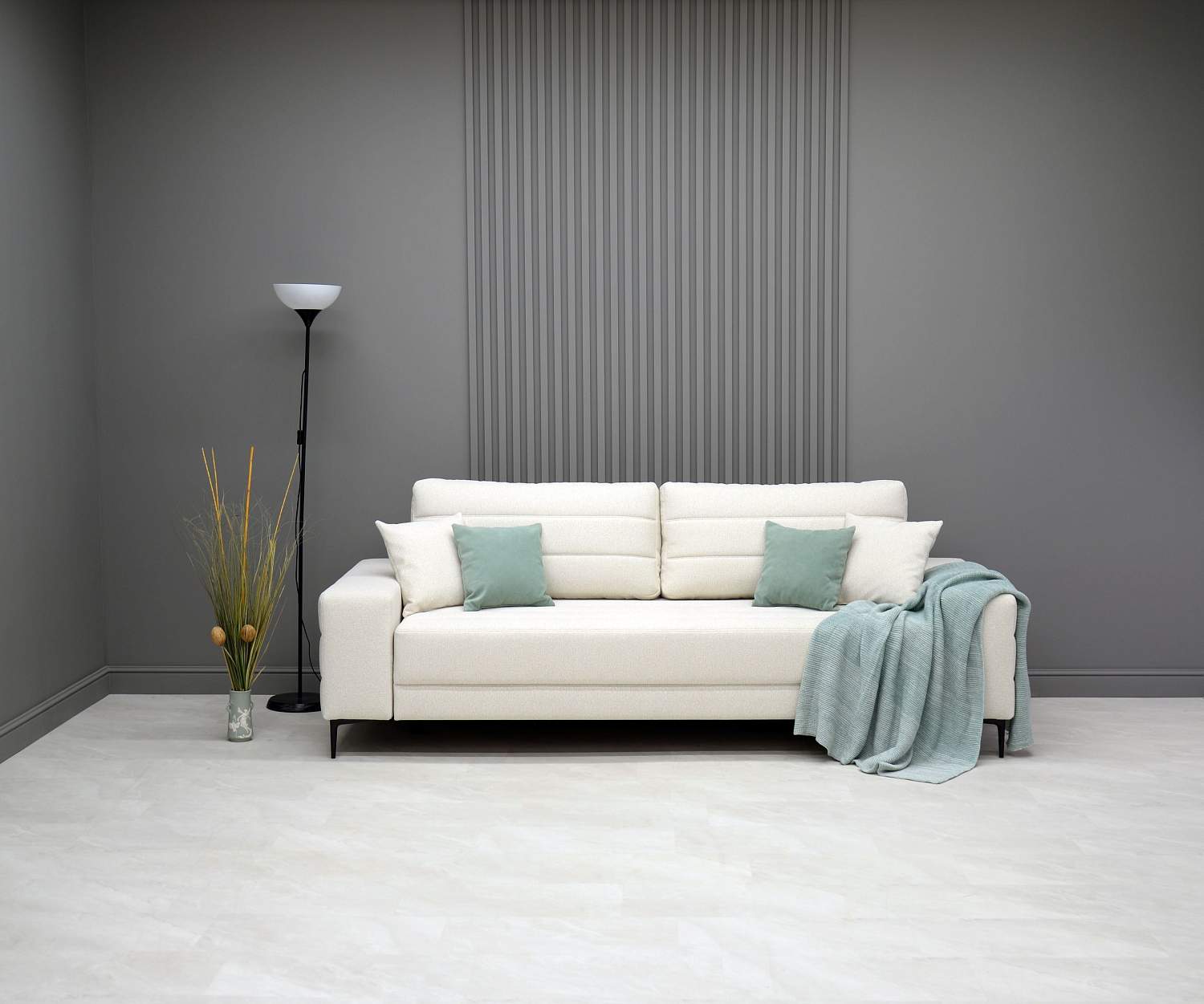 Прямой диван Белес миди молочный шенилл Уцененный