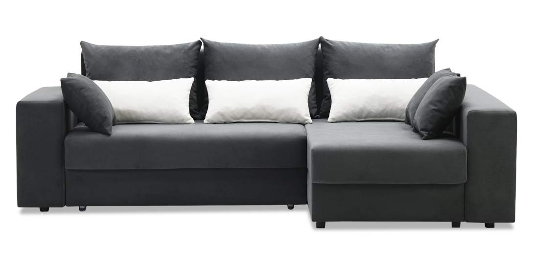 Угловой диван правый Майами Оникс велюр