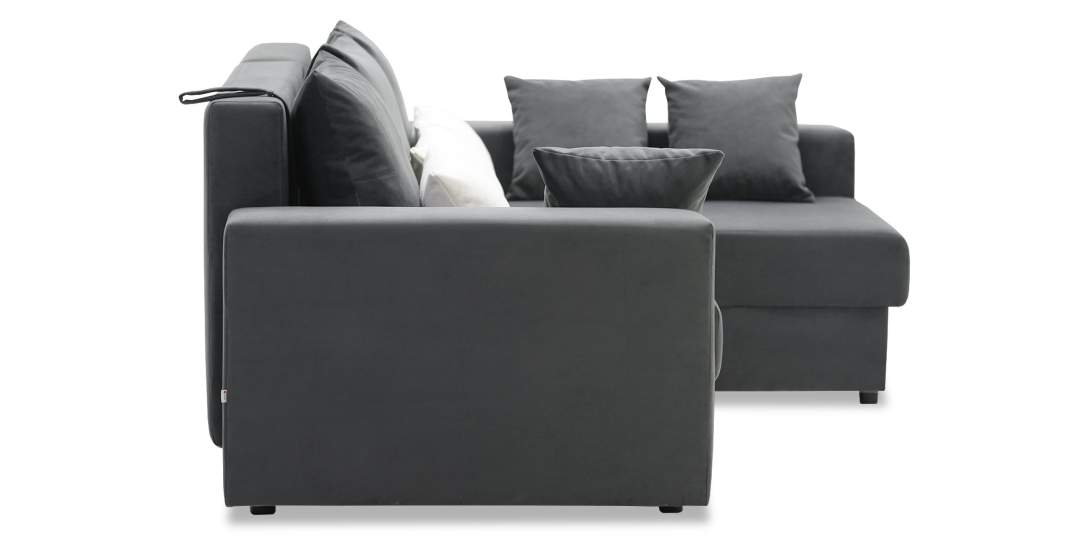 Угловой диван правый Майами Оникс велюр